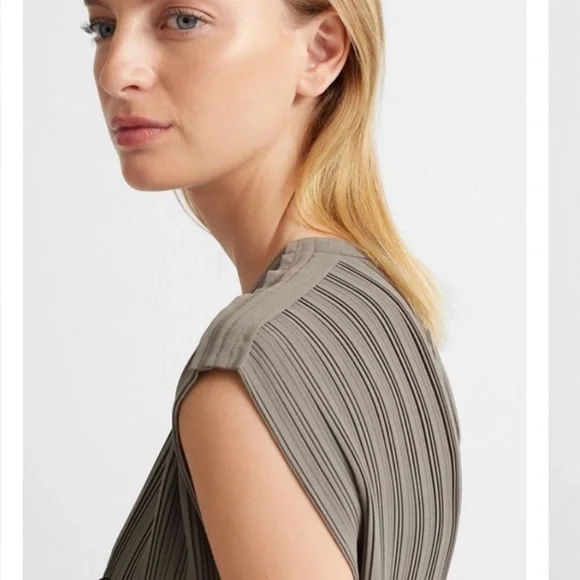 Club Monaco woven pleated midi dress in green - size 4 - Picture 3 of 12